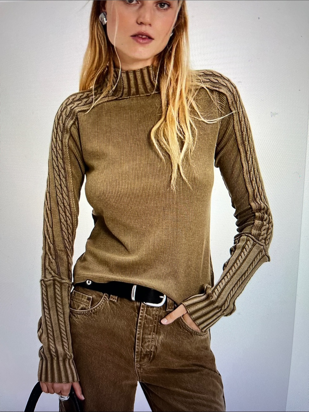 NWT Free People We The Free Breezy Swit Top Fossil Dune Thermal